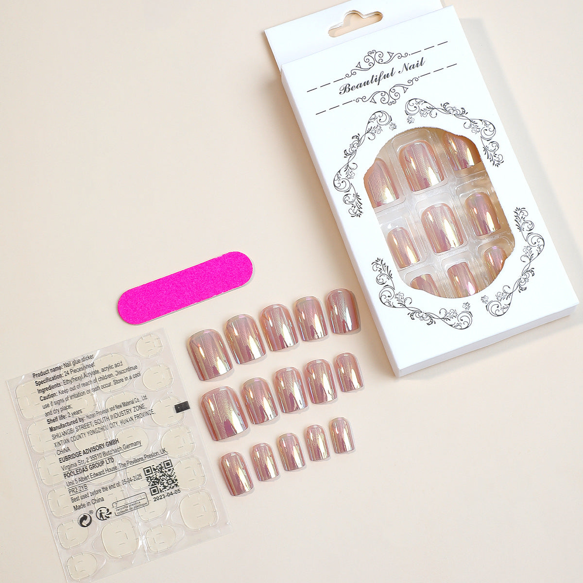 Nude Velvet Pink, Medium, Square Press On Nails